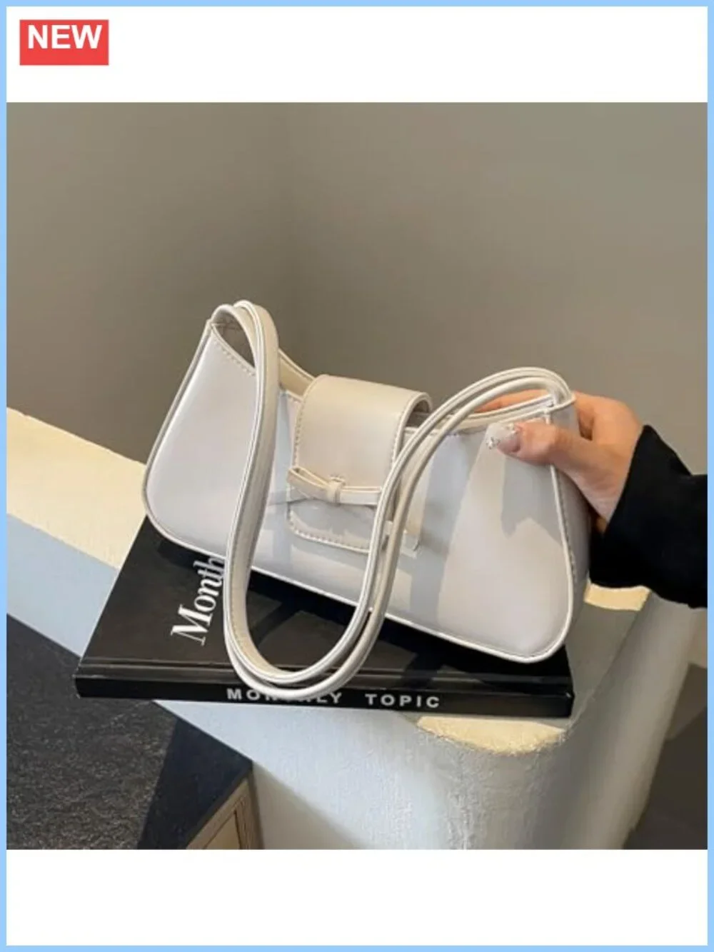 PU Leather Hobo Shoulder Bag Bow Detail Y2K Purse